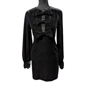 a loves a Womens Black Velvet Bow Tie Dress